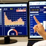 **

A brightly lit, modern Thai office filled with people analyzing financial statements (งบการเงิน). Close-up shot of a person pointing to a P/E Ratio (P/E Ratio) on a screen. Soft focus background showing charts and graphs. Thai baht (฿) symbols subtly incorporated into the design. The overall feeling is professional and analytical.

**